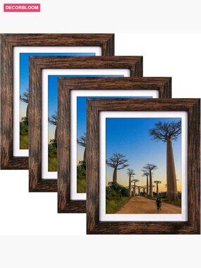 8x10 Picture Frames Set of 4 Rustic Brown Wall or Tabletop Display